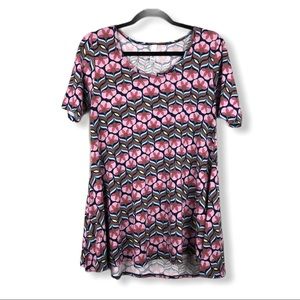 Lularoe Perfect T Shirt Pink Blue Flower Small